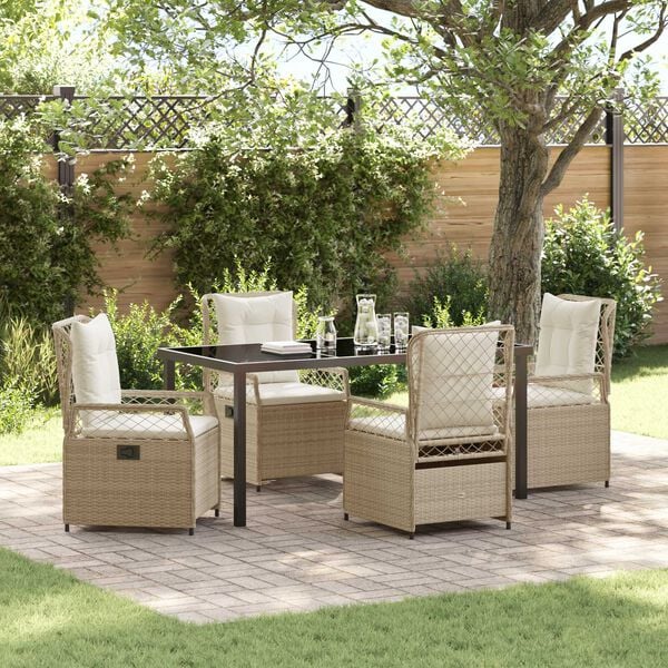 vidaXL Garten Essgruppe 5 pcs Beige und Cremewei&szlig; Poly-Rattan