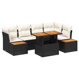 vidaXL Garten-Sofa-Set mit Speicher 10 pcs Schwarz Poly Rattan