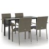 vidaXL 5-tlg. Garten-Essgruppe mit Kissen Schwarz und Grau Poly Rattan