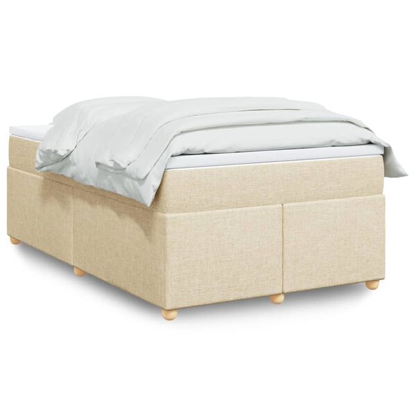 vidaXL Boxspringbett mit Matratze Creme 120x200 cm Stoff