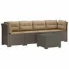 vidaXL 4-Sitzer Gartensofa mit Kissen Rattan Look PP Hellgrau