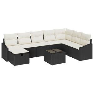vidaXL Gartensofa-set mit Kissen mit Speicher 9 pcs Poly-Rattan
