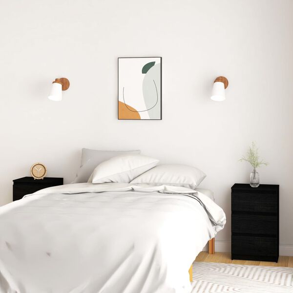 vidaXL Nachtschränke 2 Stk. Schwarz 40x29,5x64 cm Massivholz Kiefer