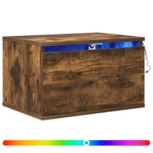 vidaXL Wand-Nachttisch mit LED-Leuchten R&auml;uchereiche