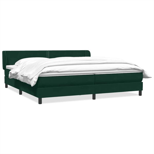 vidaXL Boxspringbett mit Matratzen Dunkelgr&uuml;n 200x210 cm Samt