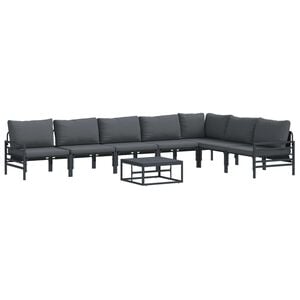 vidaXL Gartensofa-set mit Kissen 8 pcs Schwarz Stahl