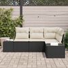vidaXL Gartensofa-set mit Speicher 4 pcs Schwarz und Creme Poly-Rattan