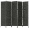 vidaXL 5-teiliger Paravent Schwarz 193×160 cm Wasserhyazinthe