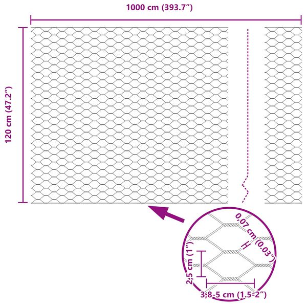 vidaXL Hexagonzaun Grün 1,2 x 10 m Stahl