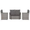 vidaXL 4-tlg. Garten-Lounge-Set mit Kissen Poly Rattan Grau