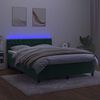 vidaXL Boxspringbett mit Matratze & LED Dunkelgr&uuml;n 140x190 cm Samt