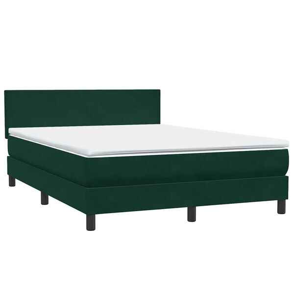vidaXL Boxspringbett mit Matratze Dunkelgr&uuml;n 160x210 cm Samt