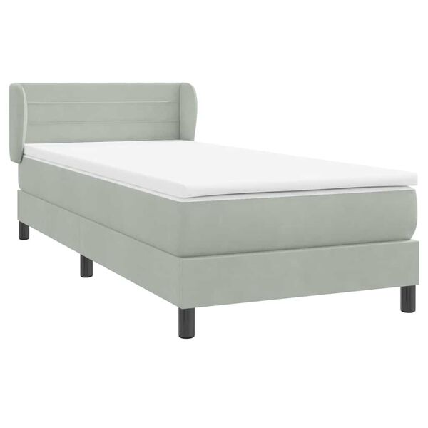 vidaXL Boxspringbett mit Matratze Hellgrau 80x220 cm Samt