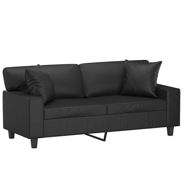 vidaXL 2-Sitzer-Sofa mit Kissen Schwarz 140 cm Kunstleder
