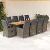 vidaXL 11-tlg. Garten-Bistro-Set mit Kissen Grau Poly Rattan