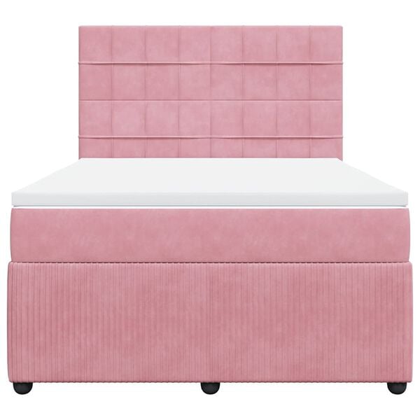 vidaXL Boxspringbett mit Matratze Rosa 140x200 cm Samt