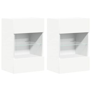 vidaXL Wandschr&auml;nke mit LED-Leuchten f&uuml;r TV 2 Stk. Wei&szlig; 40x30x60,5 cm