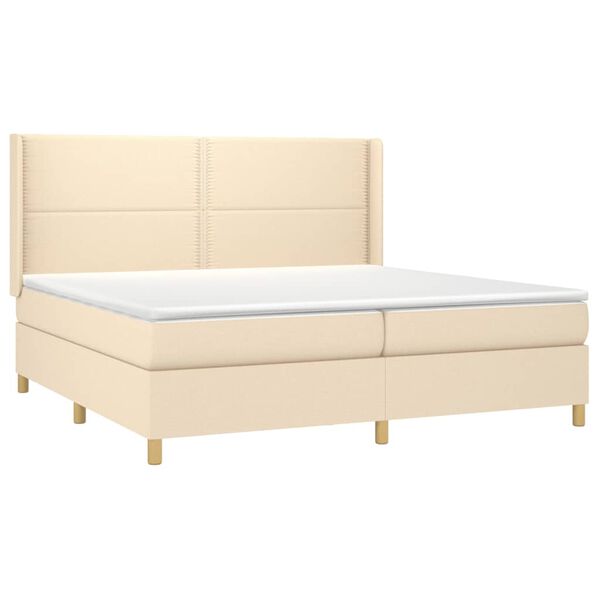 vidaXL Boxspringbett mit Matratze & LED Creme 200x200 cm Stoff