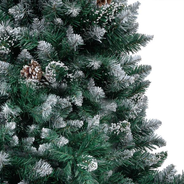 vidaXL Künstlicher Weihnachtsbaum mit Beleuchtung Kugeln Zapfen 210 cm