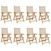 vidaXL Klappstuhl Verstellbar 8 Stk. Beige Poly Rattan Massivholz