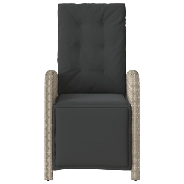 vidaXL Gartensessel mit Fußteil Verstellbar Hellgrau Poly Rattan