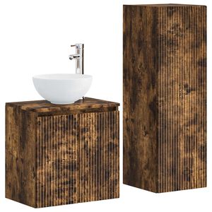 vidaXL Badezimmerm&ouml;bel-Set 2 stk. Ger&auml;ucherte Eiche 33 x 34,5 x 100 cm