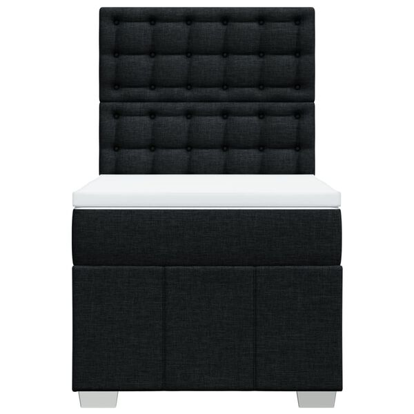 vidaXL Boxspringbett mit Matratze Schwarz 90x190 cm Stoff