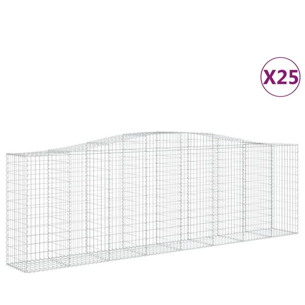 vidaXL Gabionen mit Hochbogen 25 Stk 400x50x120/140cm Verzinktes Eisen