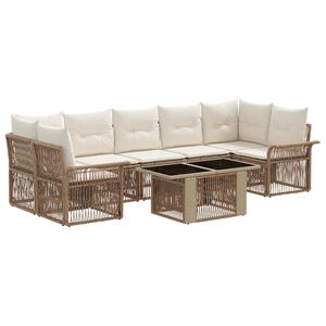 vidaXL Gartensofa-set 8 stk. Beige und Cremewei&szlig; Poly-Rattan