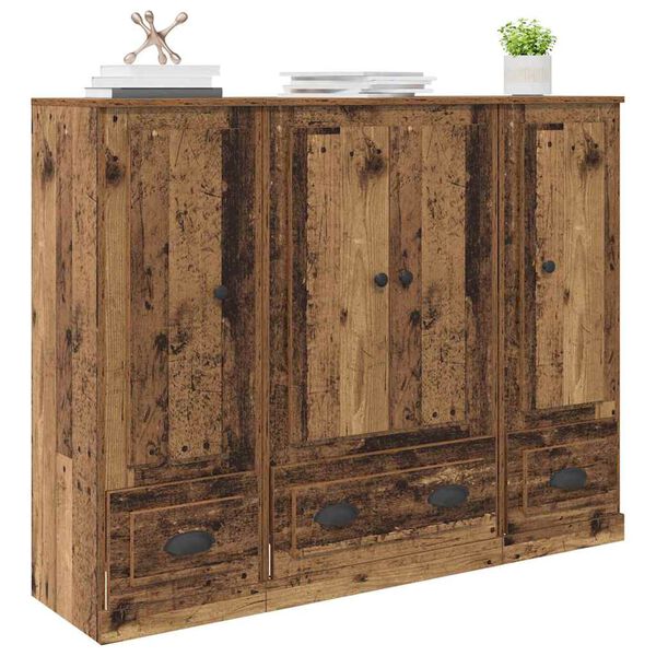 vidaXL Highboard mit Schubladen 3 pcs Altholz Holzwerkstoff