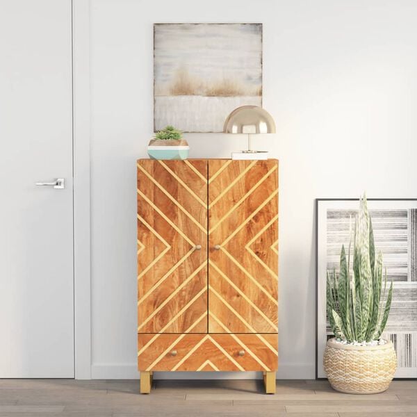vidaXL Highboard Braun und Schwarz 60x33,5x100 cm Massivholz Mango