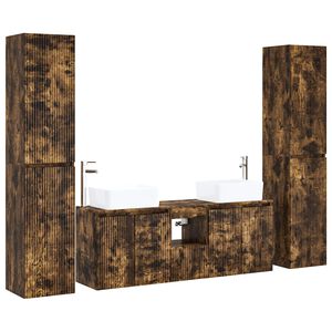 vidaXL Badezimmerm&ouml;bel-Set 5 stk. Ger&auml;ucherte Eiche 33 x 34,5 x 160 cm