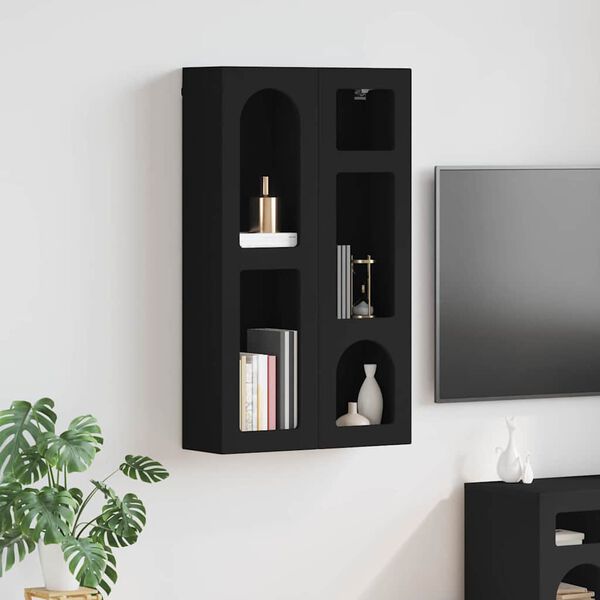 vidaXL H&auml;ngeschrank mit Regal Schwarz 59 x 20 x 100 cm Holzwerkstoff