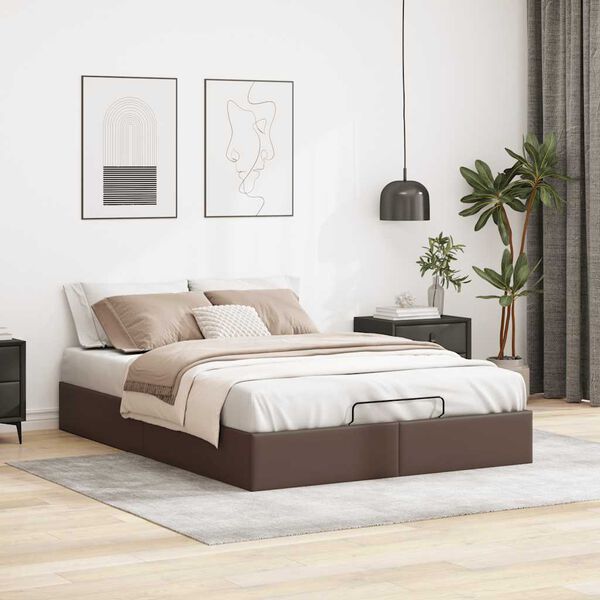 vidaXL Ottoman-Bett ohne Matratze Braun 140x200 cm Kunstleder