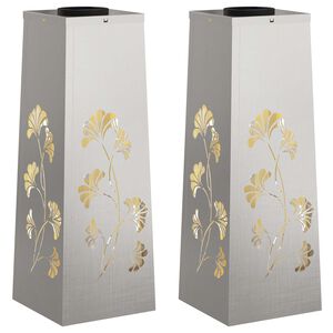vidaXL Solar LED Weg Licht 2 stk. Warmes Wei&szlig; 18 x 18 x 50 cm