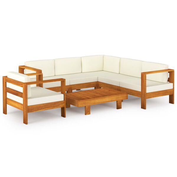 vidaXL 7-teiliges Garten-Lounge-Set mit Kissen 100 x 60 cm Akazienholz