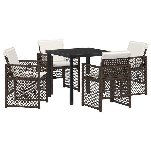 vidaXL Garten Essgruppe 5 pcs Braun Poly-Rattan