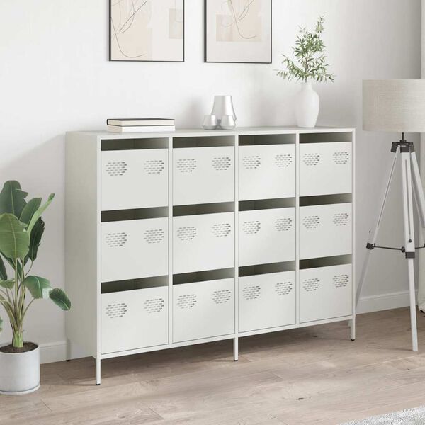 vidaXL Sideboard Weiß 135x39x103,5 cm Kaltgewalzter Stahl