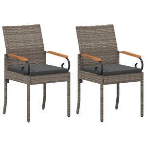 vidaXL Gartenst&uuml;hle 2 stk. Grau und Dunkelgrau Poly-Rattan und Akazie