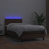 vidaXL Boxspringbett mit Matratze & LED Braun 100x200 cm Kunstleder