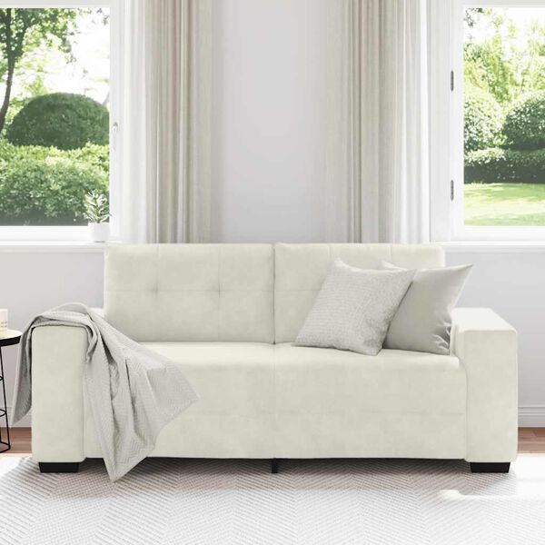 vidaXL Zweisitzer-Sofa Creme 180x77x82 cm Samt