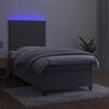 vidaXL Boxspringbett mit Matratze & LED Hellgrau 80x200 cm Samt