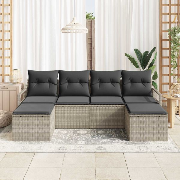 vidaXL Sofa Set 6 pcs Hellgrau Poly-Rattan