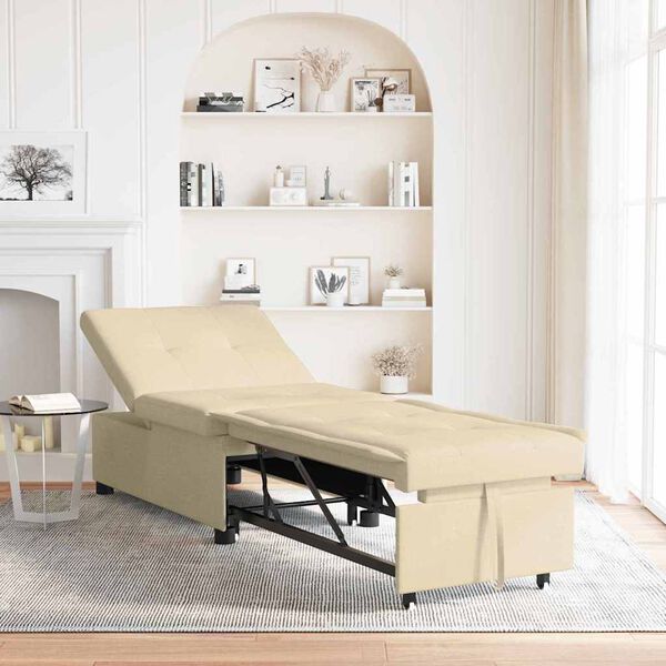vidaXL Pull-Out Schlafsofa Creme 194 x 50 x 82 cm Sperrholz