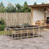 vidaXL 11-tlg. Garten-Essgruppe mit Kissen Beigemischung Poly Rattan