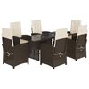 vidaXL 7-tlg. Garten-Essgruppe mit Kissen Braun Poly Rattan