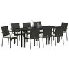 vidaXL Garten Essgruppe mit Kissen 9 pcs Schwarz Poly-Rattan