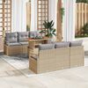 vidaXL Garten-Sofa-Set mit Speicher 7 pcs Beige Poly Rattan