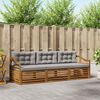 vidaXL Outdoor-Sofagarnitur mit Kissen 3 pcs Nat&uuml;rlich und Hellgrau