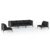 vidaXL 5-tlg. Garten-Lounge-Set mit Kissen Poly Rattan Dunkelgrau
